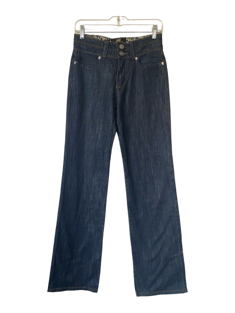 VTG Y2K BP Dark Wash mid Rise Flared Bootcut Jeans Double Button Waist 26 long
